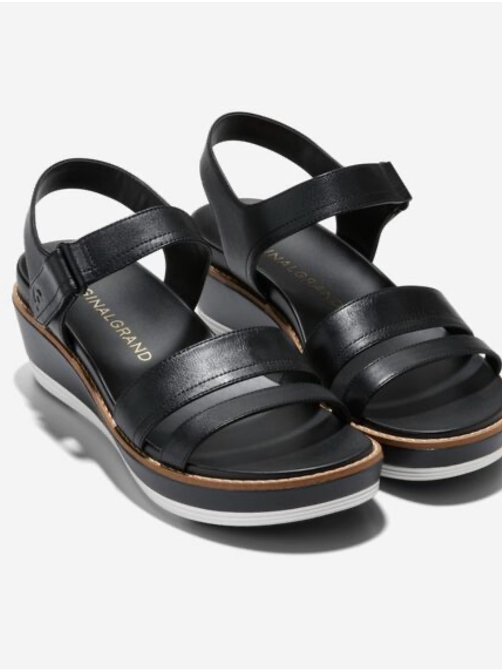 Cole Haan Black Leather Platform Sandals